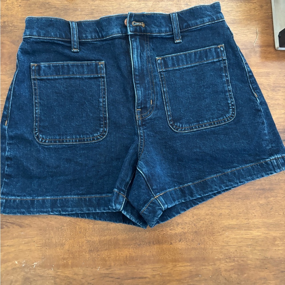 Madewell Blue Jean Shorts Distressed Hem